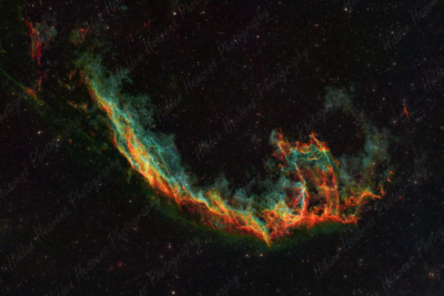 The Eastern Veil Nebula, an original photograph offered for sale as a metal print, acrylic print, or poster at sizes of 4x6, 8x12, 12x18, 16x24, and 24x36.